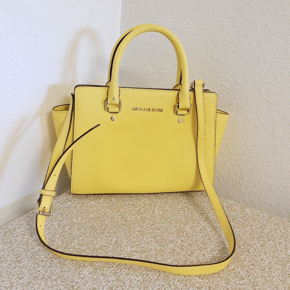 Michael Michael Kors Yellow Saffiano Leather Bag - Picture 1 of 7